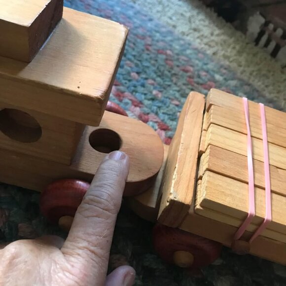 Antique Montgomery Schoolhouse Large Wooden Train from 80’s Large - Picture 4 of 10